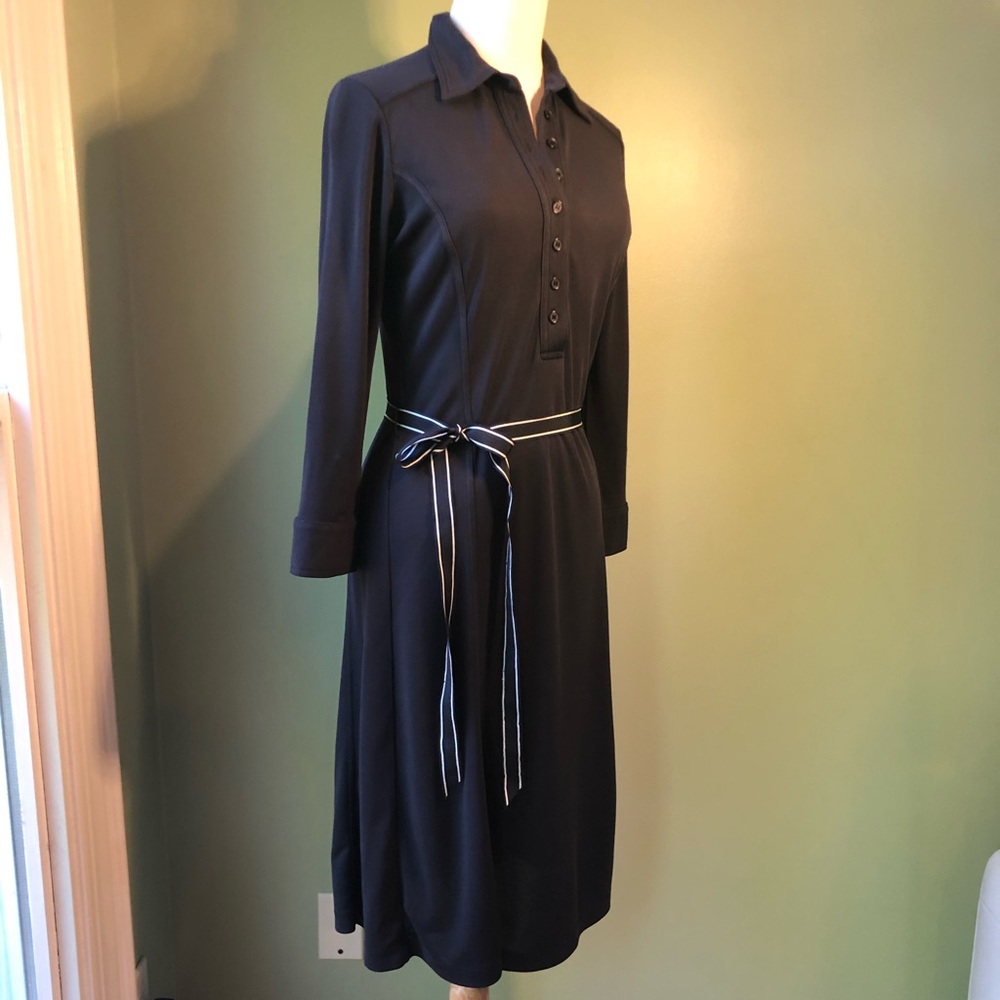 Ann Taylor Loft Black Half Buttondown Shirt Dress